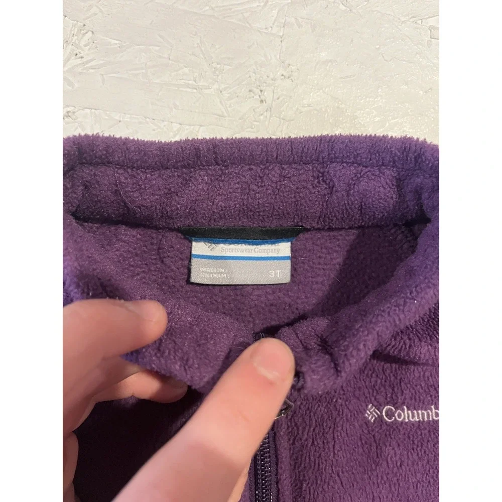 Columbia Girls' Purple Fleece‎ Jacket Size 3T Full Zip Youth Comfort